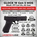 UMAREX 2255230 GLOCK 19 GEN5 MOS BLOWBACK CO2 AIRGUN 1.77 CAL STEEL BB                     