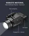 Linterna negro con Laser verde de 800 lumen recargable para pistola Glock y Riel Picatinny 