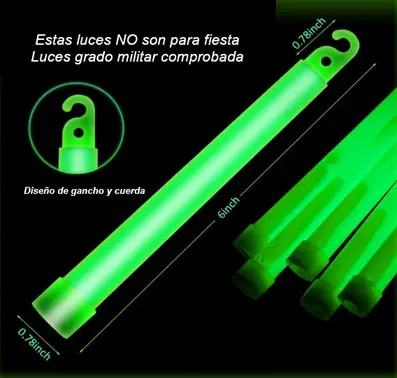LUCES QUIMICAS GLOW STICK 6" DE 12 HORAS