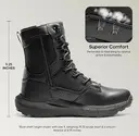NORTIV 8 Mens Breathable Military Tactical Combat Boots Side Zipper Black