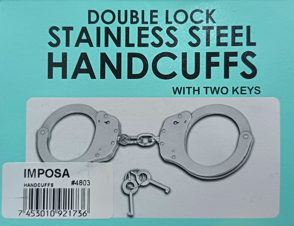 [7453010921736] HANDCUFFS STAINLESS STEEL DOUBLE LOCK                       