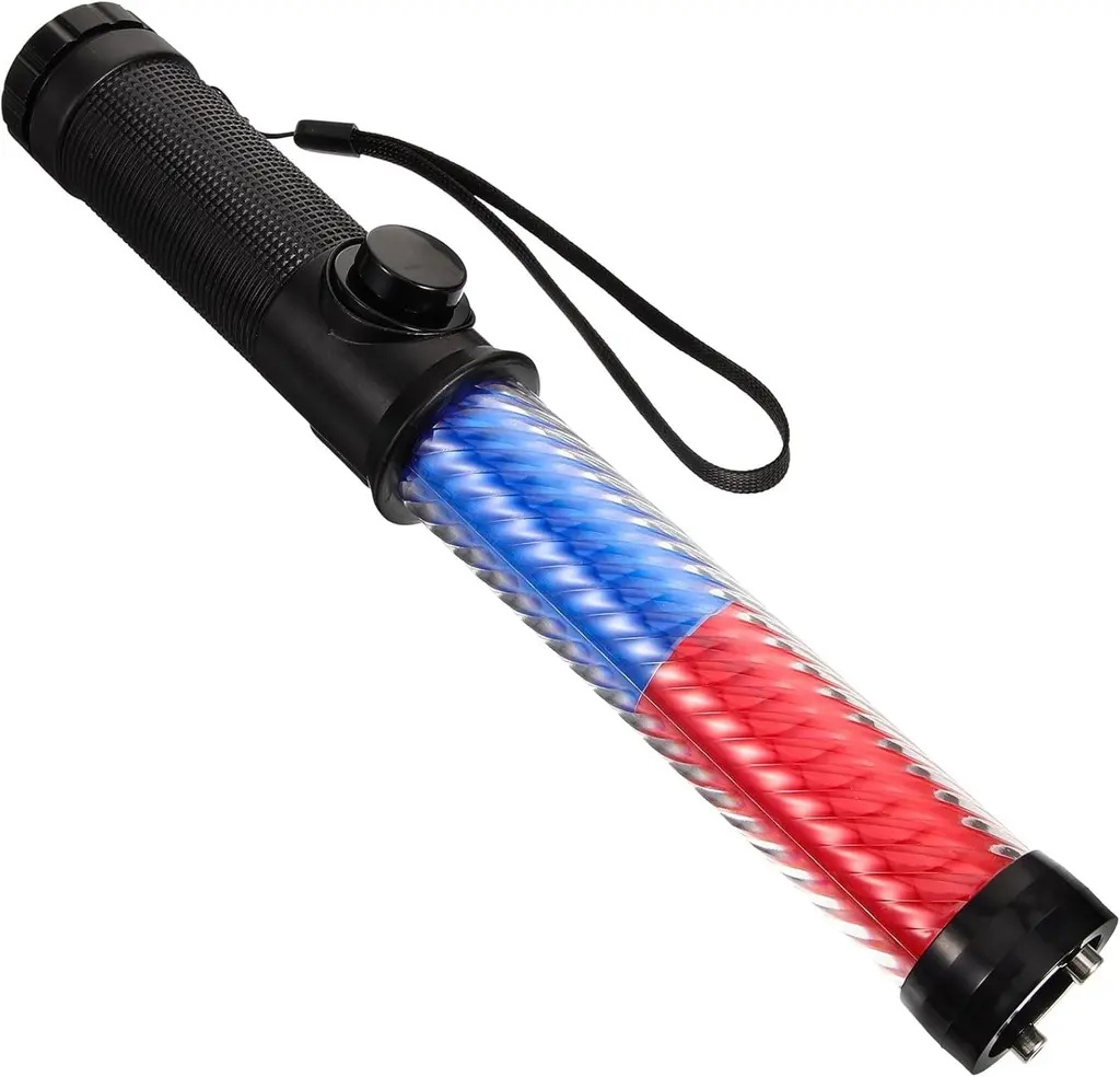 BASTON DE TRANSITO ROJO Y AZUL RECARGABLE
