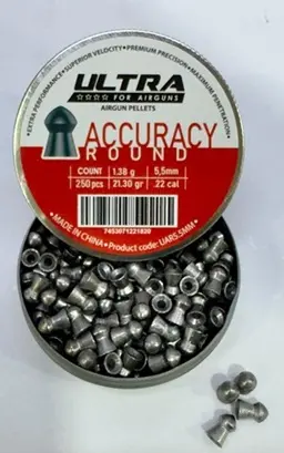 [7453071221820] ULTRA UAR5.5MM .22 CAL ACCURACY ROUND PELLETS 250PCS