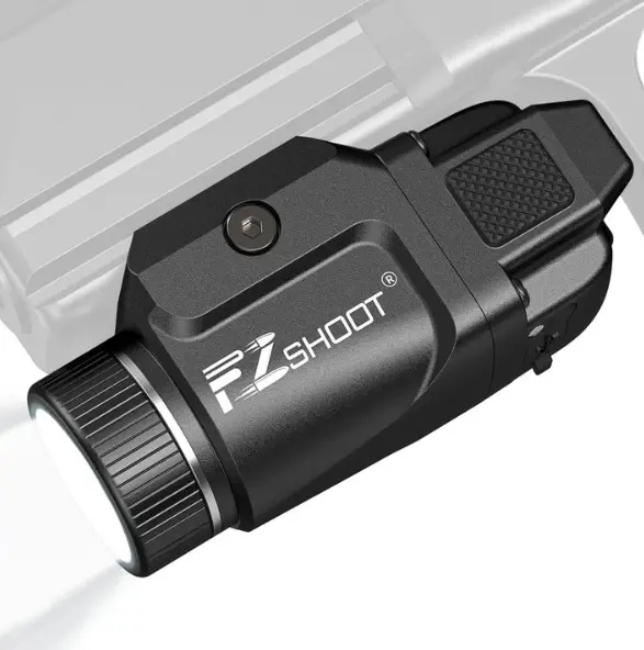 [X004KP12VN] EZ SHOOT Linterna negro con Laser verde de 800 lumen recargable para pistola Glock y Riel Picatinny 