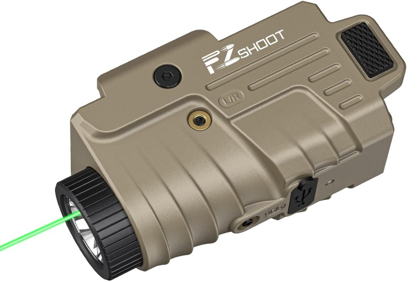 [X004URNOSP] Linterna coyote con Laser rojo de 800 lumen recargable para pistola Glock y Riel Picatinny  