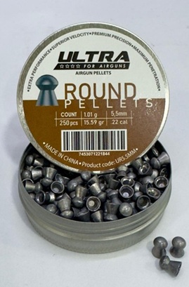 [7453071221844] ULTRA UR5.5MM .22 CAL ROUND PELLETS 250PCS  